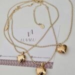 Military style chain and golden heart, gold plated.