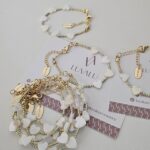 MOTHER OF PEARL HEART BRACELET, GOLD PLATED