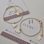 WHITE ENAMELED HEART BRACELET, GOLD PLATED