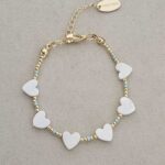 MOTHER OF PEARL HEART BRACELET, GOLD PLATED