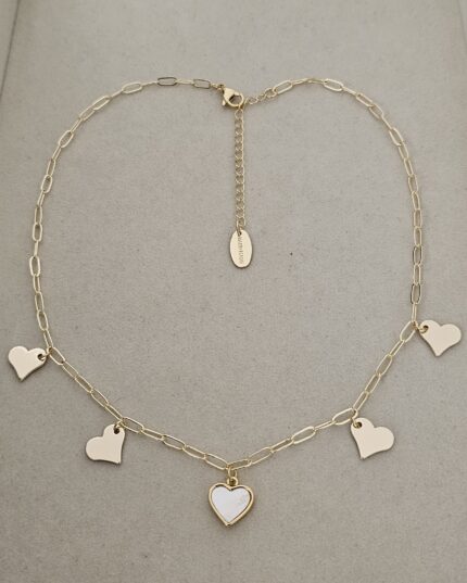 Heart charm necklace, gold plated