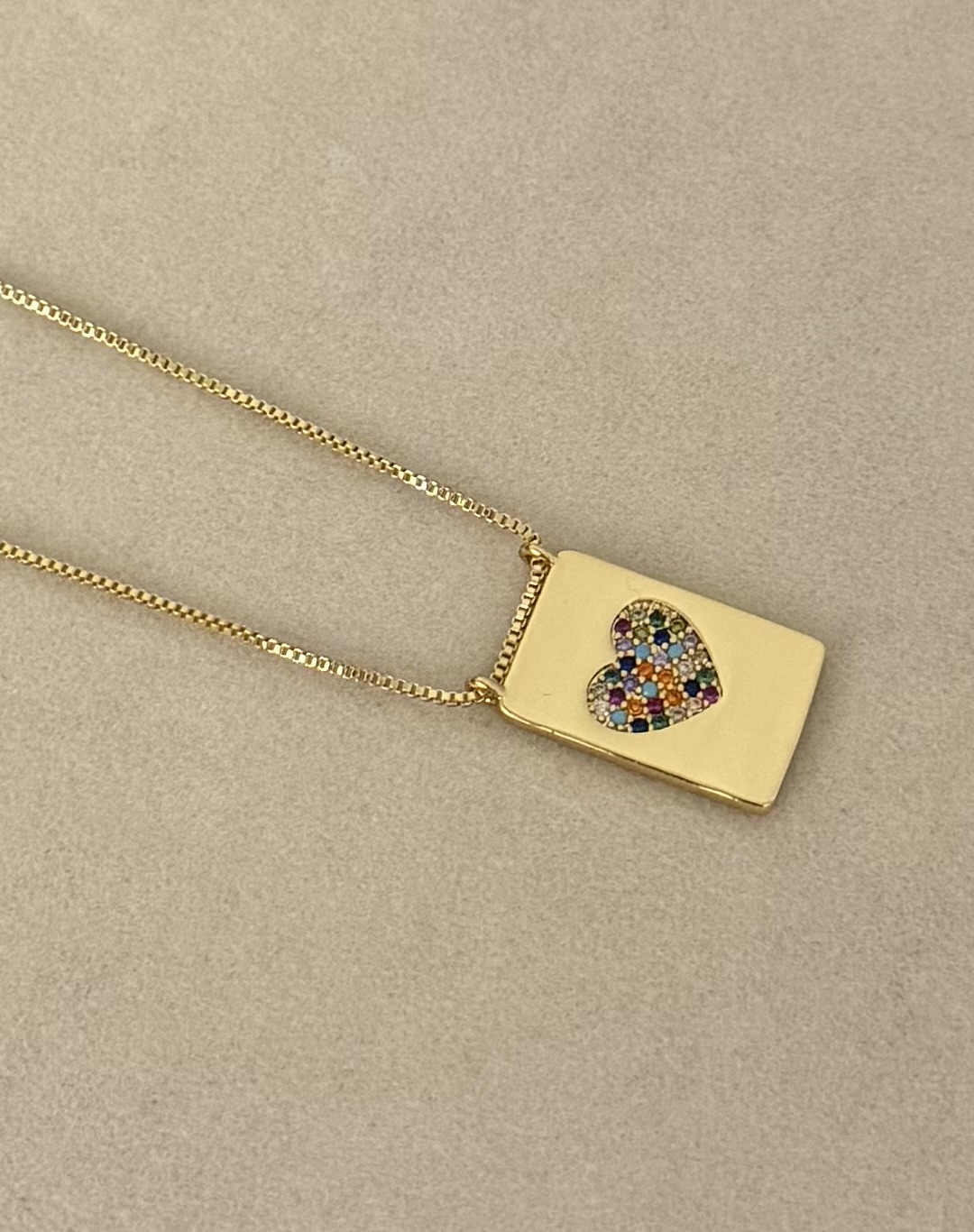 IMG_2236-1 .Zircon heart, gold plated. - Imagen 1