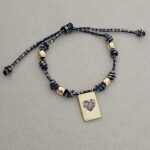 Blue Cord Bracelet, Zircon Heart