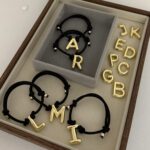.Black Cord Bracelet - Initials