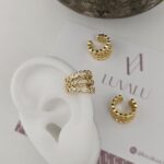 Zircon and Gold- Plated Ear Cuff (Single Piece)