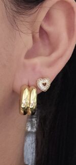 Twist Dome Hoop Earrings - Imagen 2