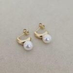 PEARL CHARM,  HUGGIE EARRINGS