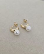 PEARL CHARM,  HUGGIE EARRINGS