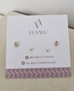 TEARDROP CRYSTAL STUD EARRINGS (PACK OF 2) - Imagen 2