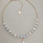 .Natural Chalcedony Stone Necklace