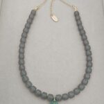 .Grey and Green Natural Stone Necklace