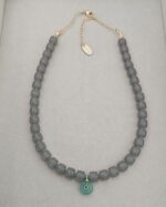 .Grey and Green Natural Stone Necklace