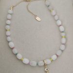 .white and Colorful natural Stone Necklace