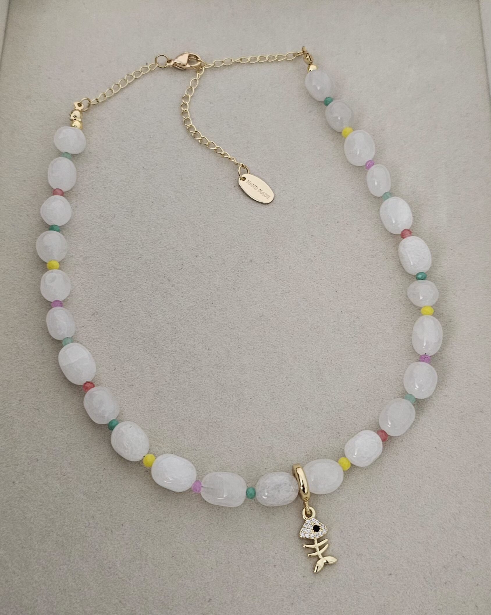 20260717_161258 .white and Colorful natural Stone Necklace - Imagen 1