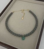 .Grey and Green Natural Stone Necklace - Imagen 2