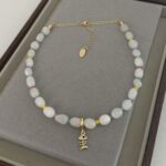 .white and Colorful natural Stone Necklace