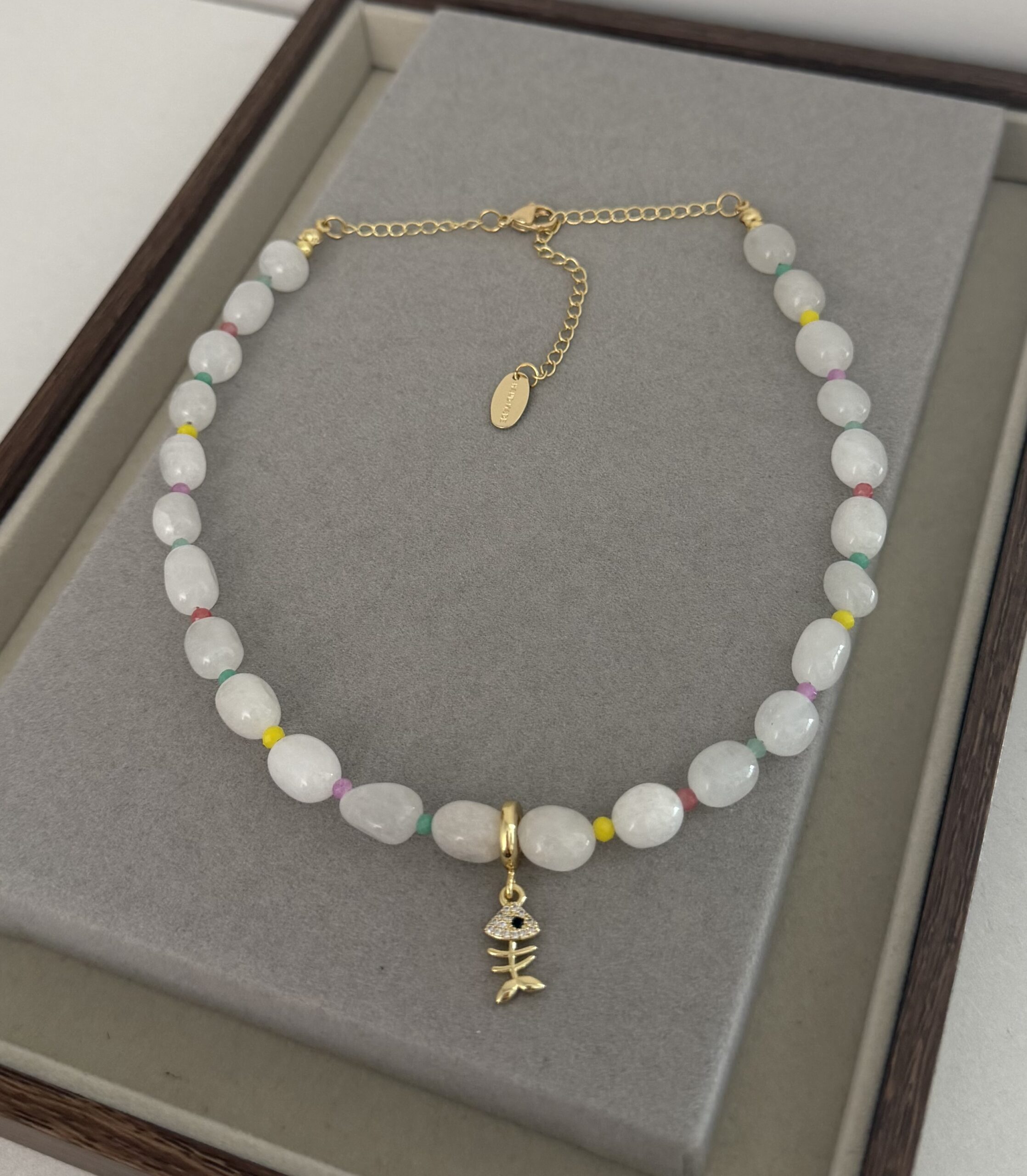 IMG_1353 .white and Colorful natural Stone Necklace - Imagen 1